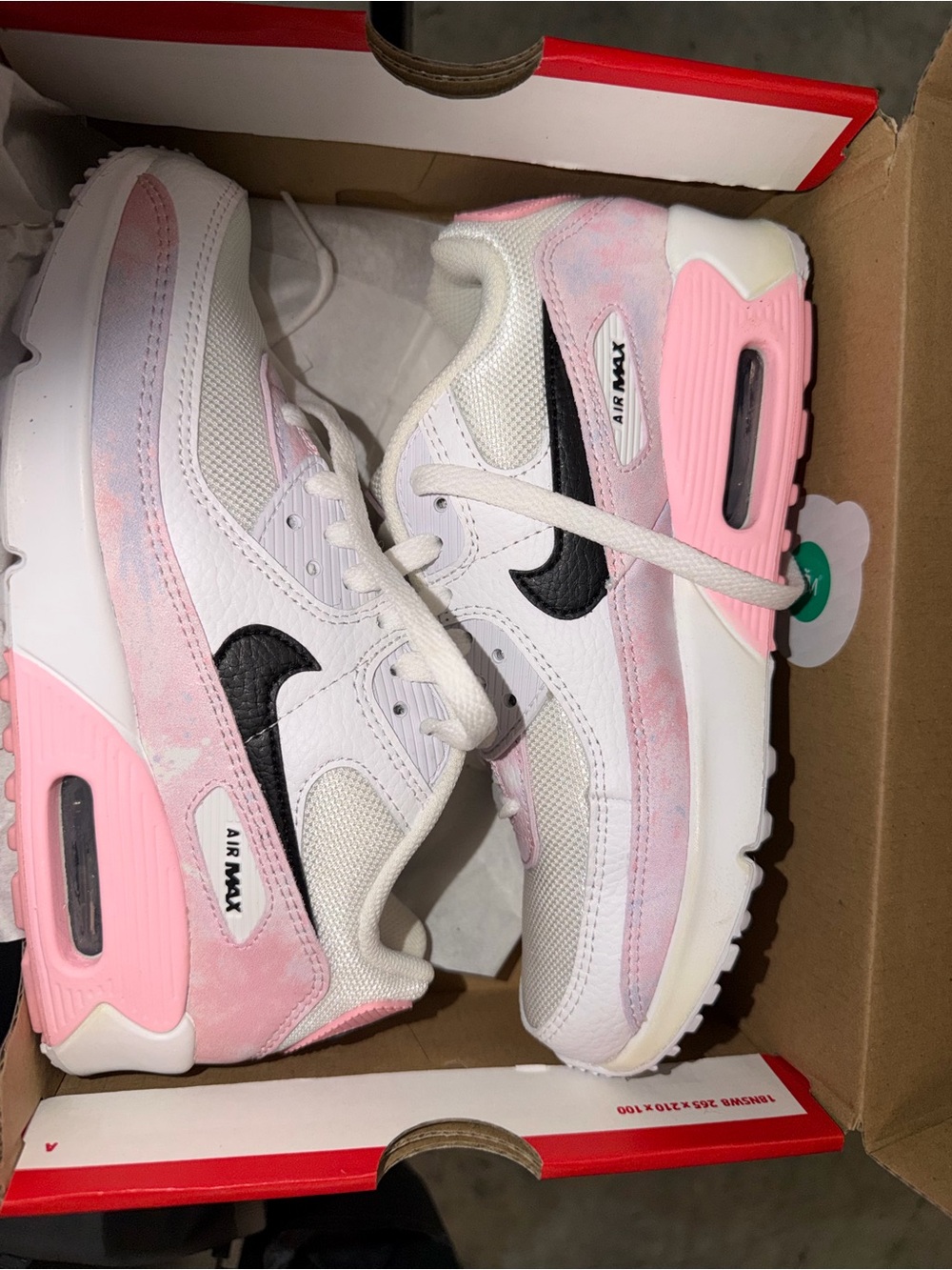 Nike Air Max 90 GS - White, Black & Arctic Punch 5 youth/ women’s 6.5